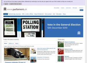 How parliament.uk looks like on a tablet such as an iPad.