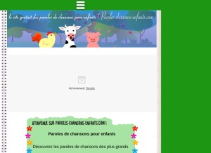 How paroles-chansons-enfants.com looks like on a tablet such as an iPad.