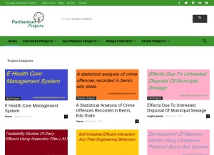 How partheniumprojects.com looks like on a tablet such as an iPad.