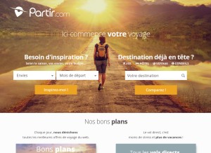 How partir.com looks like on a tablet such as an iPad.