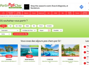 How partirpascher.com looks like on a tablet such as an iPad.