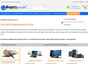 How parts-people.com looks like on a tablet such as an iPad.