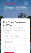 How partyvillas.in looks like on a mobile device such as an iPhone.
