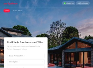 How partyvillas.in looks like on a tablet such as an iPad.