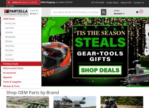 How partzilla.com looks like on a tablet such as an iPad.