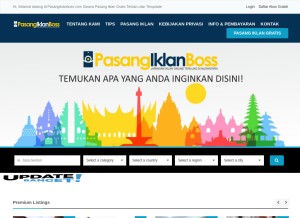 How pasangiklanboss.com looks like on a tablet such as an iPad.