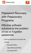 How passcovery.com looks like on a mobile device such as an iPhone.