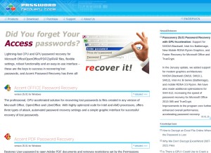How passwordrecoverytools.com looks like on a tablet such as an iPad.