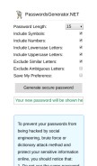 How passwordsgenerator.net looks like on a mobile device such as an iPhone.