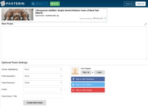 How pastebin.com looks like on a tablet such as an iPad.