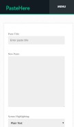 How pastehere.xyz looks like on a mobile device such as an iPhone.