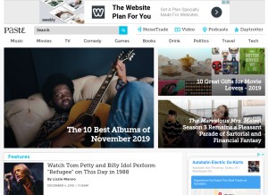 How pastemagazine.com looks like on a tablet such as an iPad.