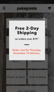 How patagonia.com looks like on a mobile device such as an iPhone.