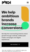 How patch.marketing looks like on a mobile device such as an iPhone.