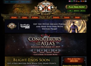 How pathofexile.com looks like on a tablet such as an iPad.