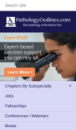 How pathologyoutlines.com looks like on a mobile device such as an iPhone.
