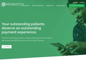 How patientco.com looks like on a tablet such as an iPad.