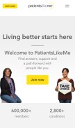How patientslikeme.com looks like on a mobile device such as an iPhone.