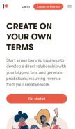 How patreon.com looks like on a mobile device such as an iPhone.