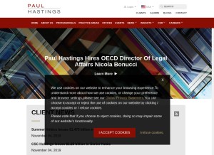 How paulhastings.com looks like on a tablet such as an iPad.