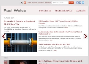 How paulweiss.com looks like on a tablet such as an iPad.