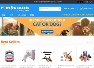 How pawsandwhiskers.store looks like on a tablet such as an iPad.