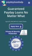 How paydayloanhelp.org looks like on a mobile device such as an iPhone.