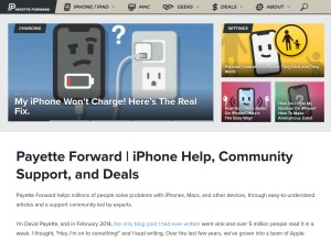 How payetteforward.com looks like on a tablet such as an iPad.