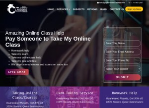 How payforonlineclasses.com looks like on a tablet such as an iPad.