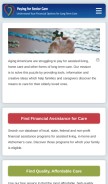 How payingforseniorcare.com looks like on a mobile device such as an iPhone.