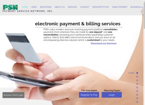 How paymentservicenetwork.com looks like on a tablet such as an iPad.