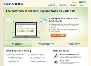 How paytrust.com looks like on a tablet such as an iPad.