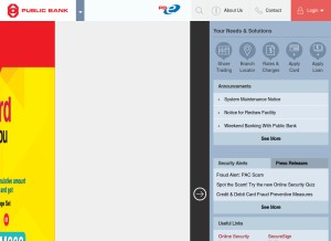 How pbebank.com looks like on a tablet such as an iPad.