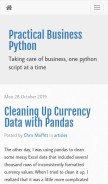 How pbpython.com looks like on a mobile device such as an iPhone.