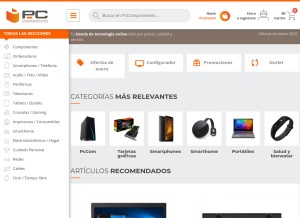 How pccomponentes.com looks like on a tablet such as an iPad.