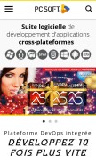 How pcsoft.fr looks like on a mobile device such as an iPhone.