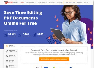 How pdffiller.com looks like on a tablet such as an iPad.
