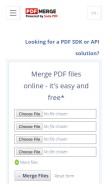 How pdfmerge.com looks like on a mobile device such as an iPhone.