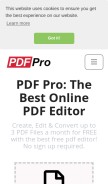 How pdfpro.co looks like on a mobile device such as an iPhone.