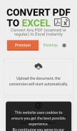How pdftoexcel.com looks like on a mobile device such as an iPhone.
