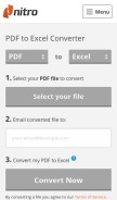 How pdftoexcelonline.com looks like on a mobile device such as an iPhone.