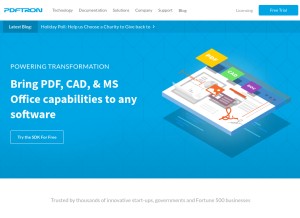 How pdftron.com looks like on a tablet such as an iPad.