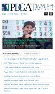 How pdga.com looks like on a mobile device such as an iPhone.