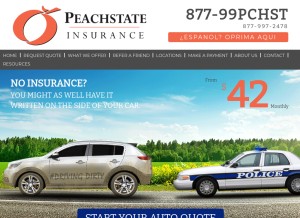 How peachstateinsurance.net looks like on a tablet such as an iPad.