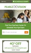 How pearlevision.com looks like on a mobile device such as an iPhone.