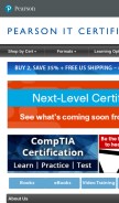 How pearsonitcertification.com looks like on a mobile device such as an iPhone.