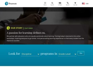 How pearsonschool.com looks like on a tablet such as an iPad.
