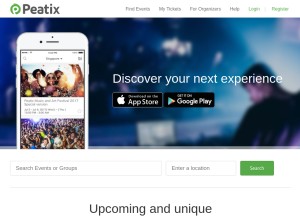 How peatix.com looks like on a tablet such as an iPad.