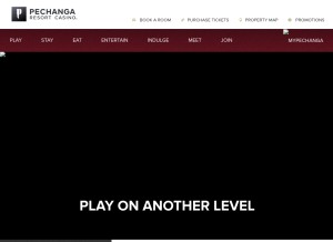 How pechanga.com looks like on a tablet such as an iPad.