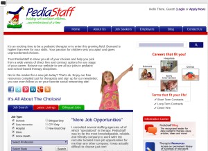 How pediastaff.com looks like on a tablet such as an iPad.